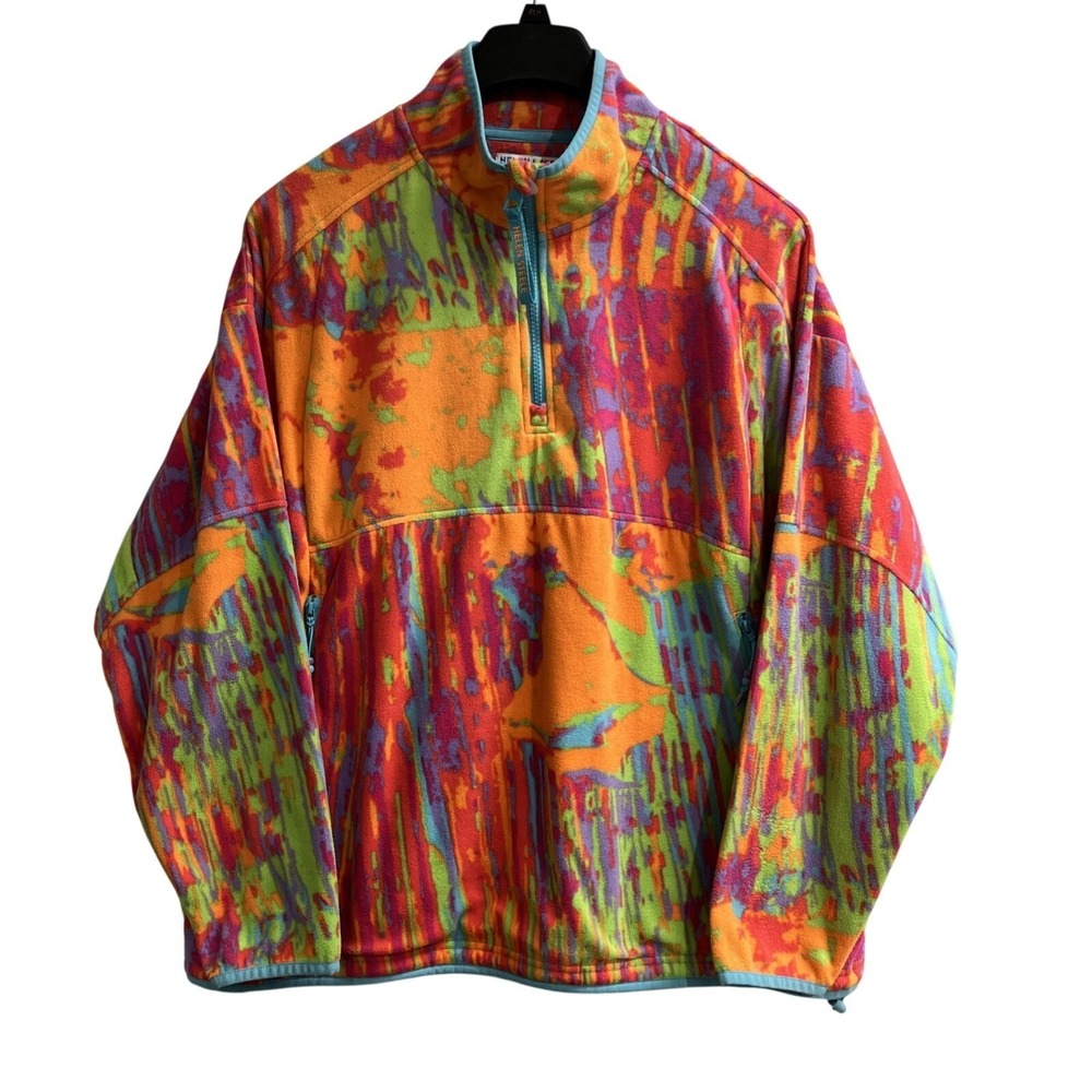 Helen Steele X Dunnes Stores Fleece Pullover Neon Paint Splatter 1/4 Zip XL